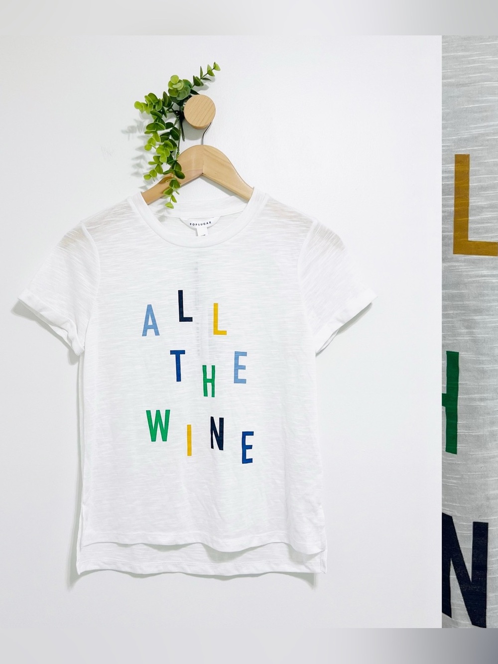 PopSugar NWT All The Wine White Basic Graphic Tee